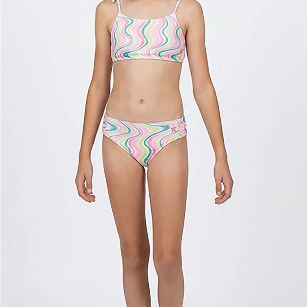 Hurley Pink Pastel Wave Girls Two-Piece Swim Set